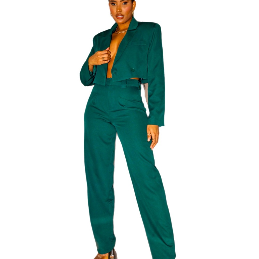 NEW Forest Green Woven Pants + Blazer
